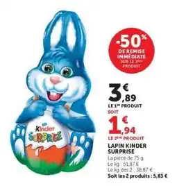Super U Lapin Kinder Surprise offre