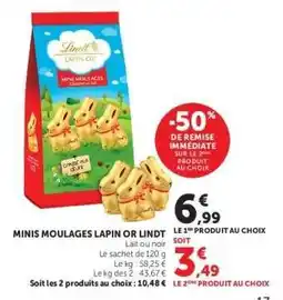 Super U MINIS MOULAGES LAPIN OR LINDT offre