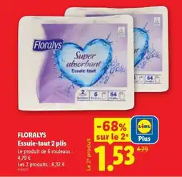 Lidl FLORALYS Essuie-tout 2 plis offre