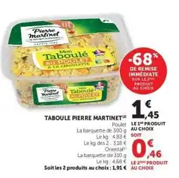 Super U TABOULE PIERRE MARTINET offre
