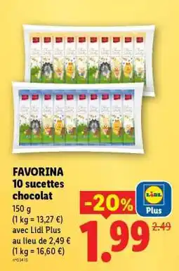 Lidl FAVORINA 10 sucettes chocolat offre