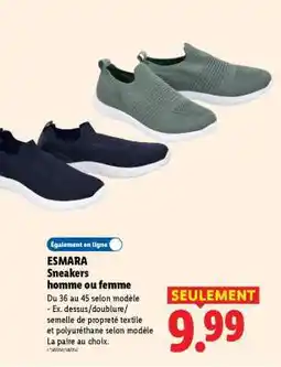 Lidl ESMARA Sneakers homme ou femme offre
