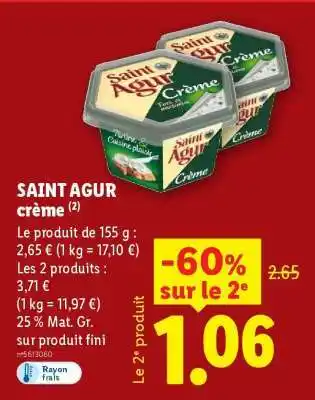 Lidl SAINT AGUR Crème offre