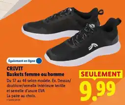 Lidl CRIVIT Baskets femme ou homme offre