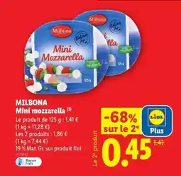 Lidl MILBONA Mini mozzarella offre