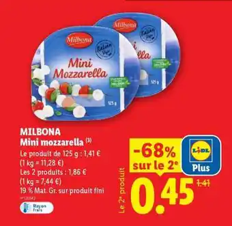 Lidl MILBONA Mini mozzarella offre