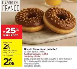 Carrefour Drive Donut's fourré cacao noisette offre