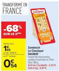 Carrefour Drive Daunat - sandwich le classique offre