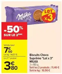 Carrefour Drive Milka - biscuits choco suprême lot x 3 offre