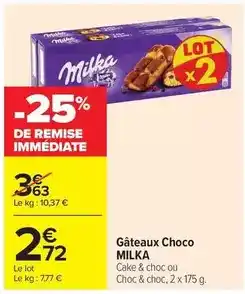 Carrefour Drive Milka - gâteaux choco offre