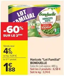 Carrefour Drive Bonduelle - haricots lot familial offre