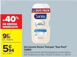 Carrefour Sanex - gel douche derma therapie duo pack offre