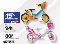 Carrefour Toplife - vélo enfant 12 offre