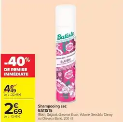 Carrefour Batiste - shampooing sec offre