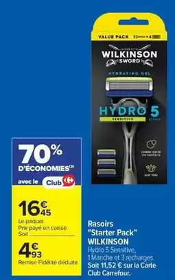 Carrefour Wilkinson - rasoirs starte pack offre