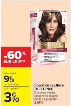 Carrefour L'oréal - coloration capillaire excellence offre