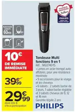 Carrefour Philips - tondeuse multi fonctions 9 en 1 offre
