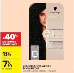 Carrefour Schwarzkopf - coloration crème supreme offre