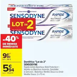 Carrefour Sensodyne - dentifrice lot de 2 offre