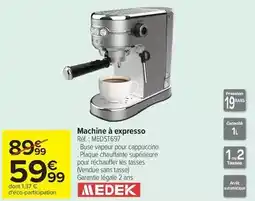 Carrefour Medek - machine à expresso réf. : medst9697 offre