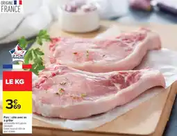 Carrefour Porc: côtes avec os à griller offre