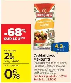 Carrefour Menguy's - cocktail olives offre