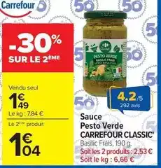 Carrefour Carrefour - sauce pesto verde classic' offre