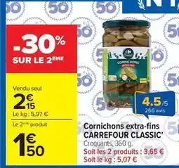 Carrefour Carrefour - cornichons extra-fins classic' offre