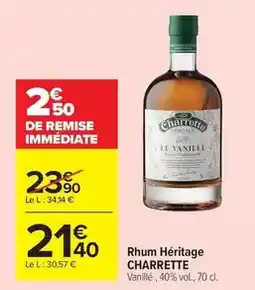 Carrefour Heritage - rhum héritage offre