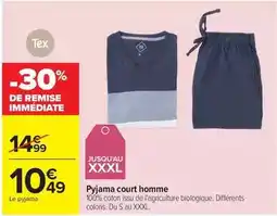 Carrefour Tex - pyjama court homme offre