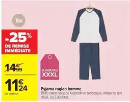 Carrefour Tex - pyjama raglan homme offre