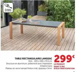 Bi1 Dim - table rectangulaire langeac offre