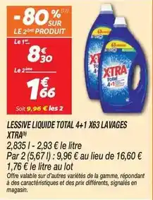 Netto X-tra - lessive liquide total 4+1 x63 lavages offre