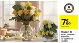 Carrefour Bouquet de roses jaunes et blanches offre