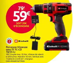 Mr Bricolage EINHELL Perceuse-visseuse sans fil TC-CD 18/35 Li offre