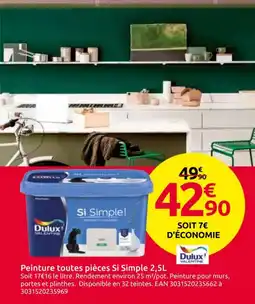 Mr Bricolage DULUX Peinture toutes pièces Si Simple offre