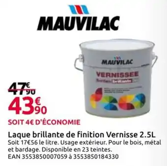 Mr Bricolage MAUVILAC Laque brillante de finition Vernisse offre