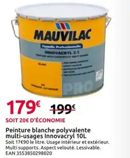 Mr Bricolage MAUVILAC Peinture blanche polyvalente multi-usages Innovacryl offre
