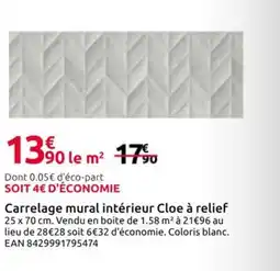 Mr Bricolage Carrelage mural intérieur Cloe à relief offre