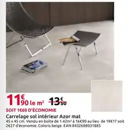 Mr Bricolage Carrelage sol intérieur Azor mat offre