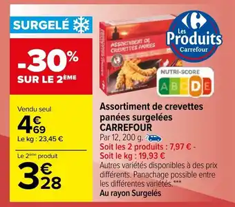 Carrefour Assortiment de crevettes panées surgelées CARREFOUR offre