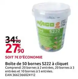 Mr Bricolage Boîte de 50 bornes S222 à cliquet offre