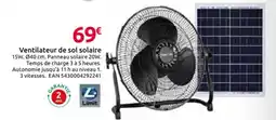 Mr Bricolage Ventilateur de sol solaire offre