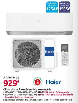 Mr Bricolage HAIER Climatiseur fixe réversible connectée offre