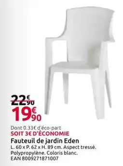 Mr Bricolage Fauteuil de jardin Eden offre