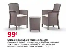 Mr Bricolage Salon de jardin Lido Terrasse 2 places offre