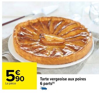 Tarte vergeoise aux poires 6 parts