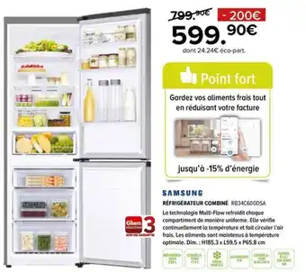Gitem SAMSUNG Réfrigérateur combiné rb34c600dsa offre