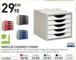 Hyperburo Module de classement 5 tiroirs offre