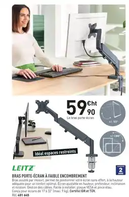 Hyperburo LEITZ Bras porte-écran à faible encombrement offre